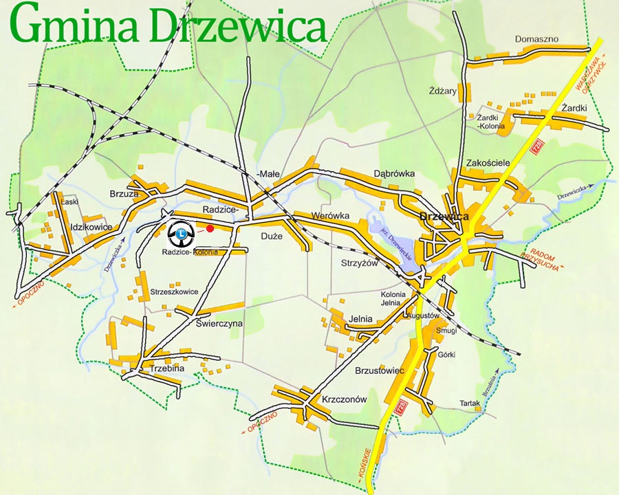 Mapa dojazdu - Gmina Drzewica